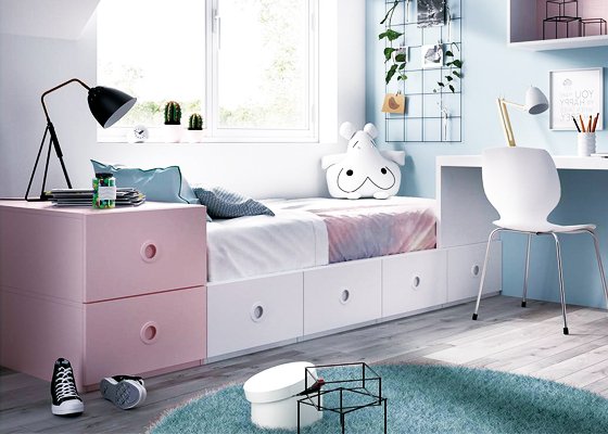 cama nido modular rosa