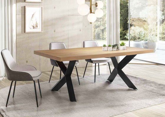 mesa en X con tablero madera