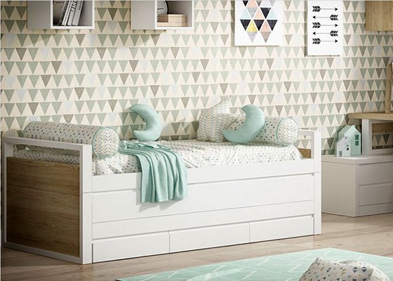 cama compacta blanca y roble2