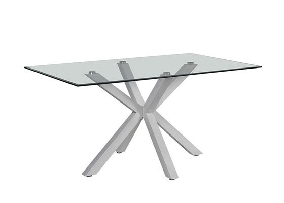 mesa cuadrada patas blancas encimera cristal