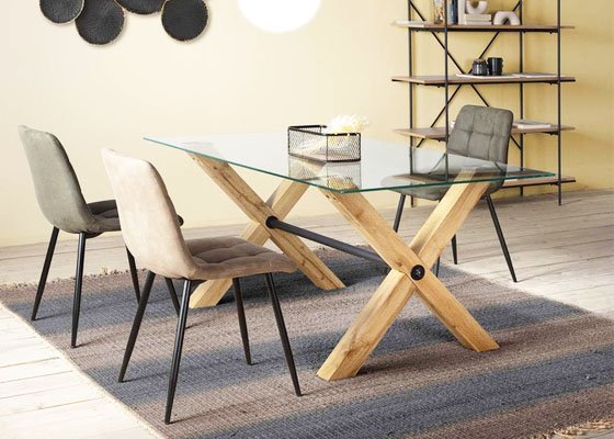 mesa en X con cristal 01