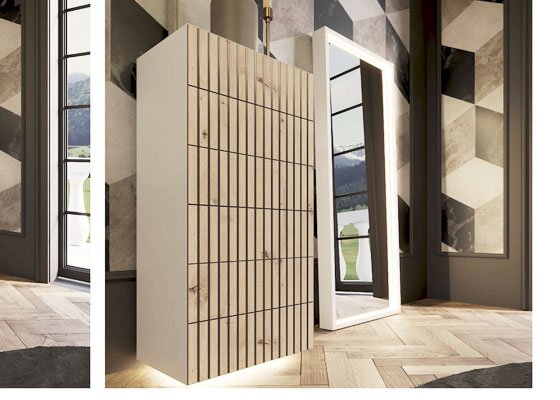 dormitorio rayas verticales madera blanco 02