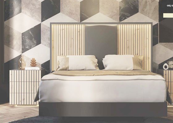 dormitorio rayas verticales madera negro 03