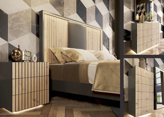 dormitorio rayas verticales madera negro 05