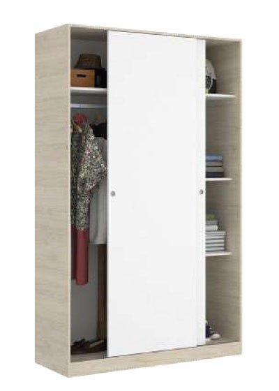 Armario 2 puertas correderas 204x120x50 blanco roble 2